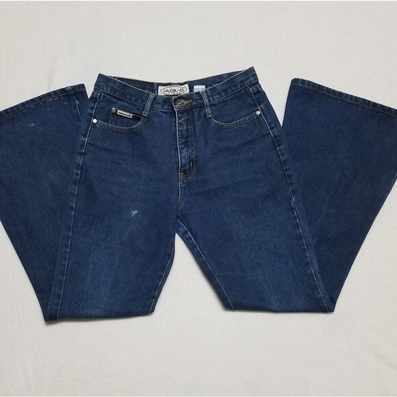 VINTAGE 90s Zana-di Dark Wash High Rise Flare Jean - Picture 7 of 16